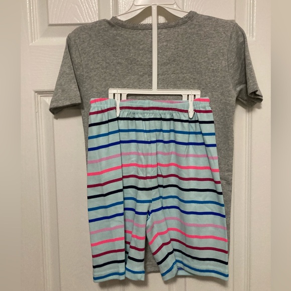 Crazy 8 New Heather Gray Short Sleeve Shirt & Light Blue Striped Shorts Pj Set - Picture 7 of 7